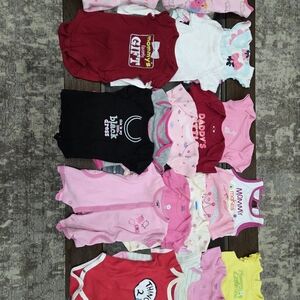 Lot of [19] Baby Girl Onesies, Size 0-6 months